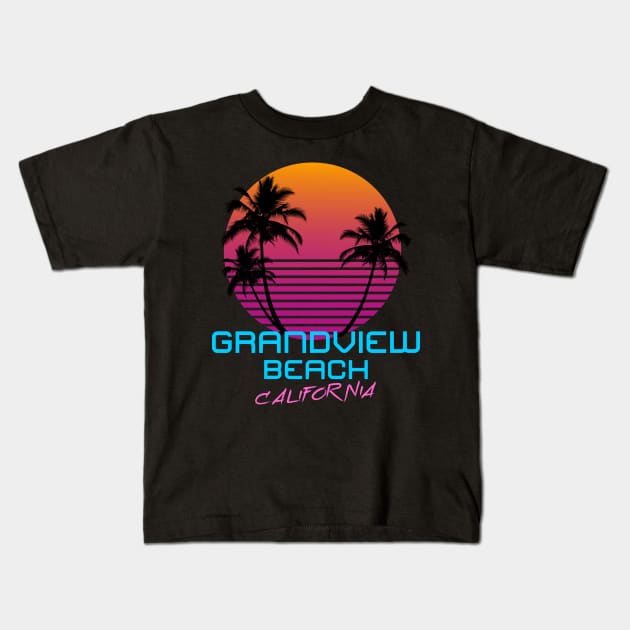 Grandview Beach California Kids T-Shirt by OCSurfStyle